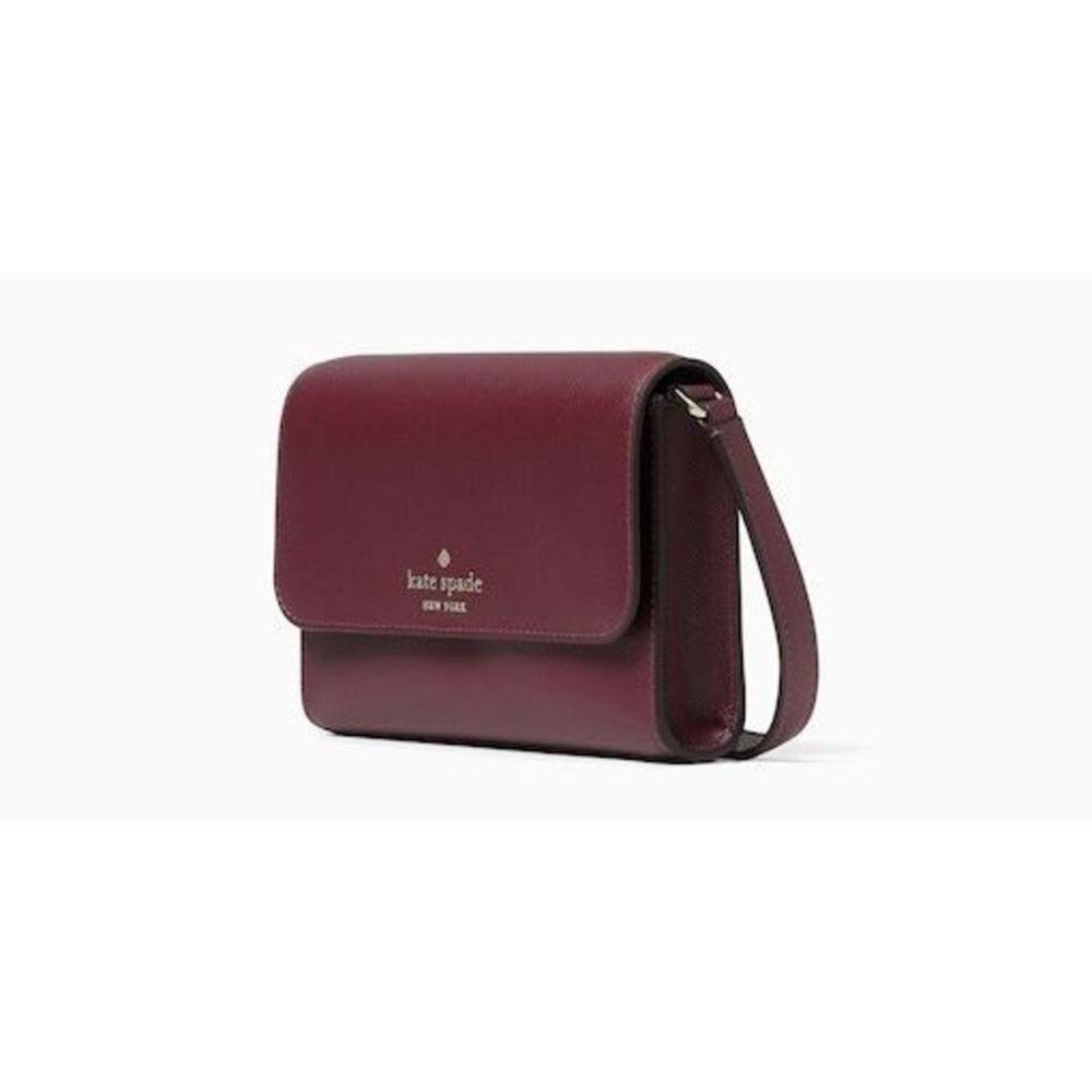 Kate Spade Brynn Small Flap Crossbody Deep Berry Burgundy - Picture 11 of 11